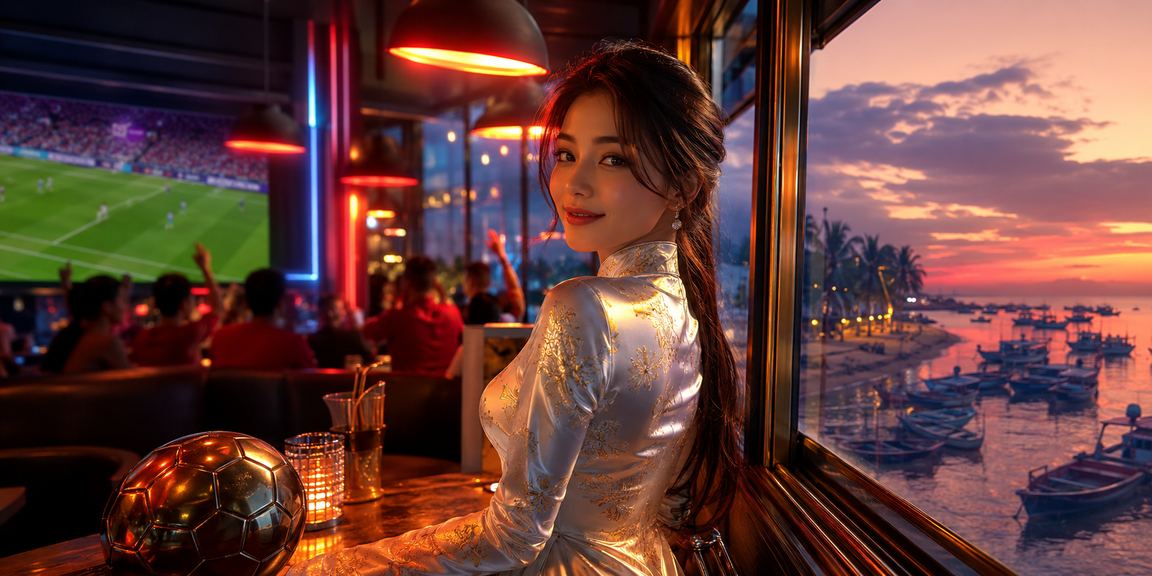 Người hâm mộ bóng đá tại Mũi Né theo dõi kết quả cá cược thể thao trong trang phục áo dài truyền thống